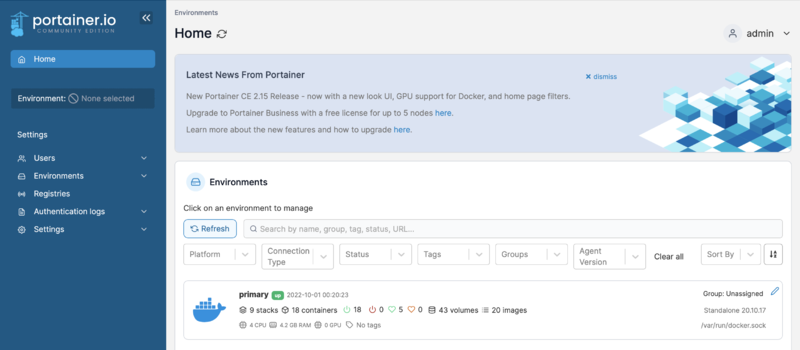Fichier:Accueil portainer.png
